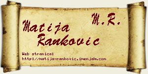 Matija Ranković vizit kartica